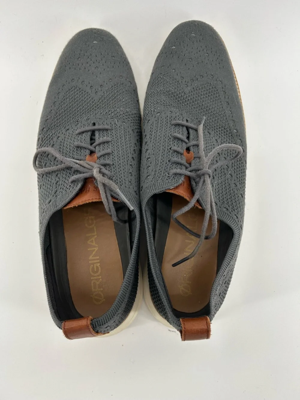 Cole Haan Men's Charcoal Knit Wingtip Oxfords